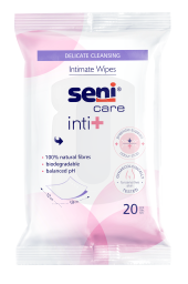 Bild der Verpackung der Seni Care inti+ Feuchttücher
