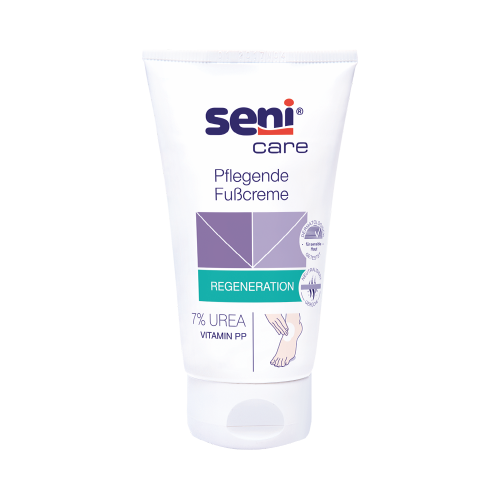 Bild der Verpackung der Seni Care Pflegenden Fußcreme